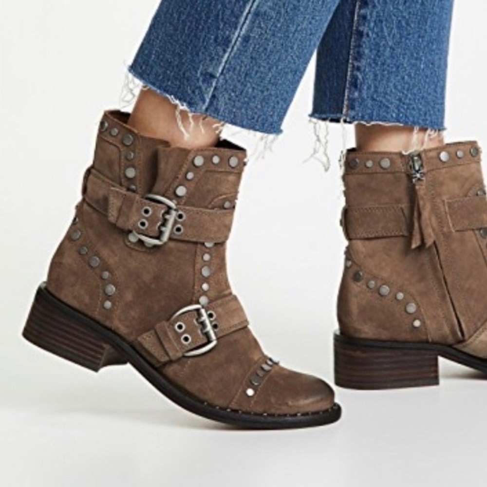 Sam Edelman 7.5 Drea Suede Studded Moto Boots NEW